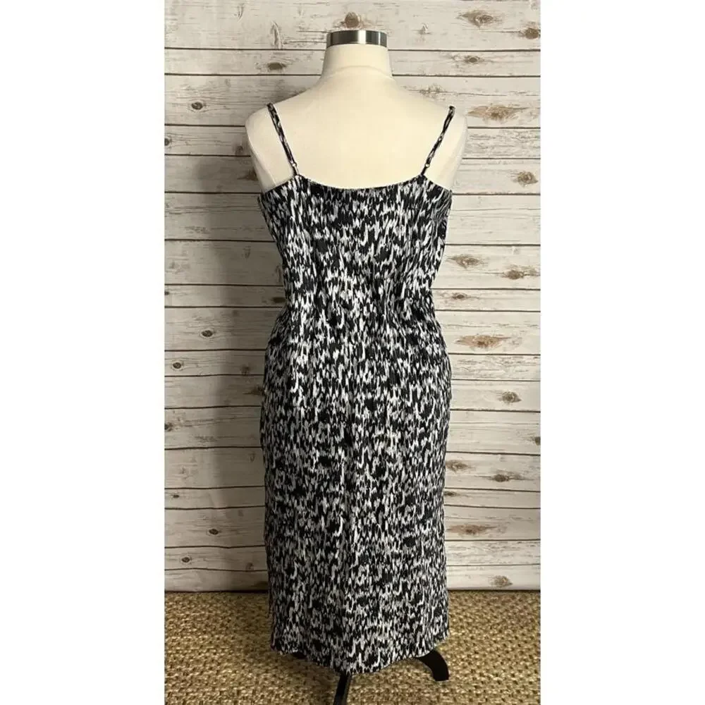 Express monochromatic metallic abstract satin cowl neck midi slip dress Size XL